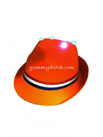 YD Orange Trilby Hat With LED Lights
