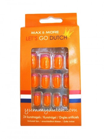 YD Orange Artificial Nails Lets Go Dutch