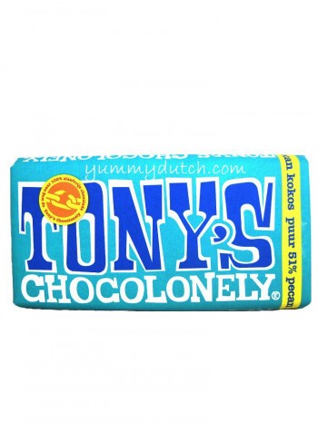Tonys Chocolonely Fair Trade Dark Chocolate 51% Pecan Coconut 